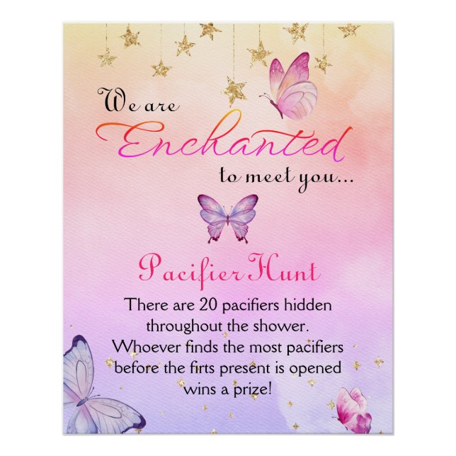 Bezaubert Butterfly Baby Shower Hunt Game Poster (Vorderseite)