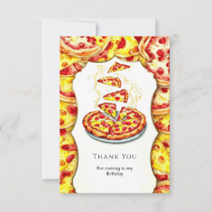 Bezauberte Aquarellpizza zum Geburtstag Dankeskarte