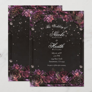 Bezauberte Berry Rose Dark Floral Wedding Einladung