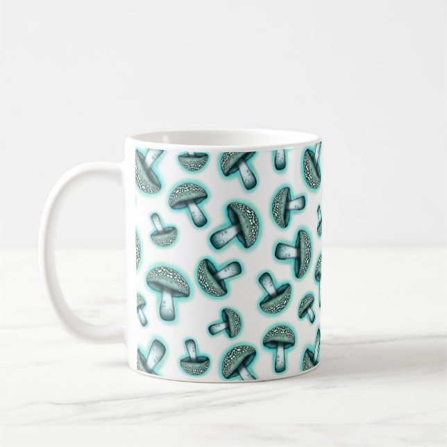 Bezauberte Blaue Pilze - Tasse des Weißkaffees (Links)