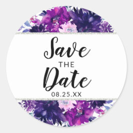 Bezauberte Blumenrübe und Silber Save the Date Runder Aufkleber
