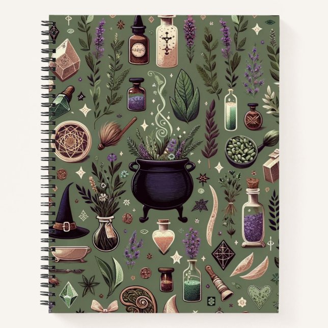 Bezauberte Botanica: Magische Kräuter und Hexerei Notizbuch (Vorderseite)