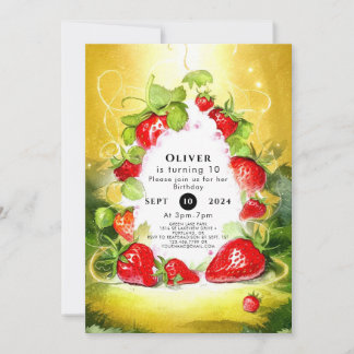 Bezauberte farbenfrohe, fröhliche Strawberry Gebur Einladung