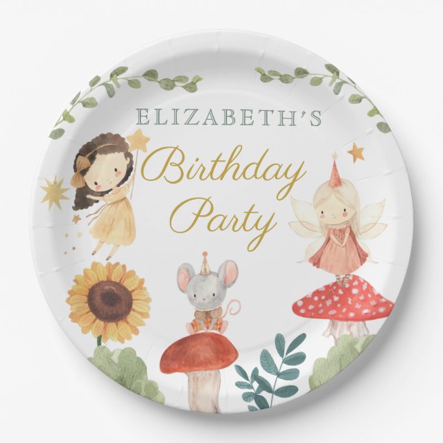 Bezauberte Fee Birthday Mushroom Pappteller (Vorderseite)