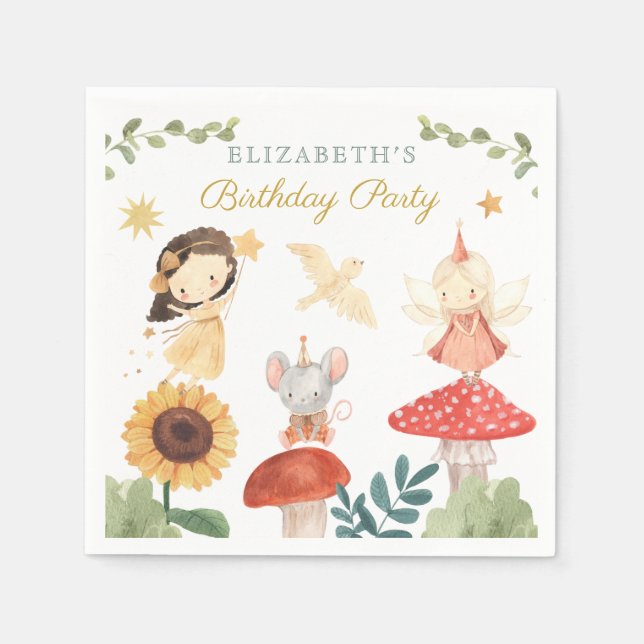 Bezauberte Fee Birthday Mushroom Serviette (Vorderseite)
