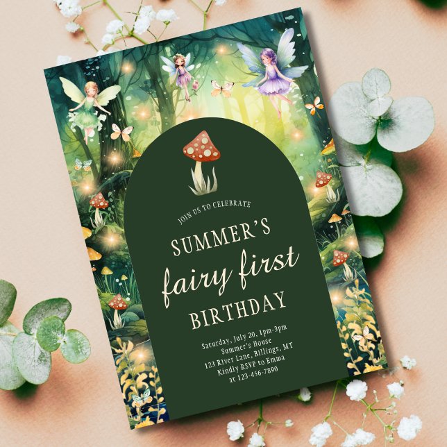 Bezauberte Forest Fairy First Girl's Birthday Part Einladung (Von Creator hochgeladen)