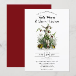 Bezauberte Garden Burgundy Green Wedding Einladung