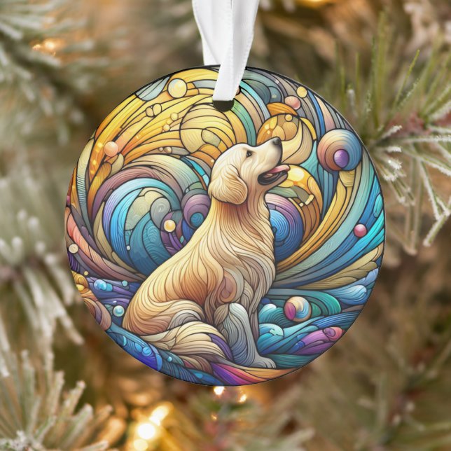Bezauberte Kanine auf kosmischen Keramik-Wirbel Ornament (Baum)