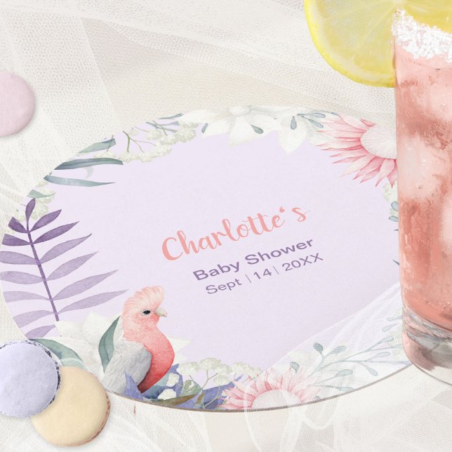 Bezauberte Lavendel Gastgeschenk Babydusche Runder Pappuntersetzer (Enchanted Lavender Party Favor Baby Shower Round Paper Coaster ©Susanne Sachers - Sunny Mind 🌞)