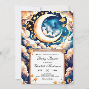 Bezauberte Moon Celestial Baby Dusche Einladung