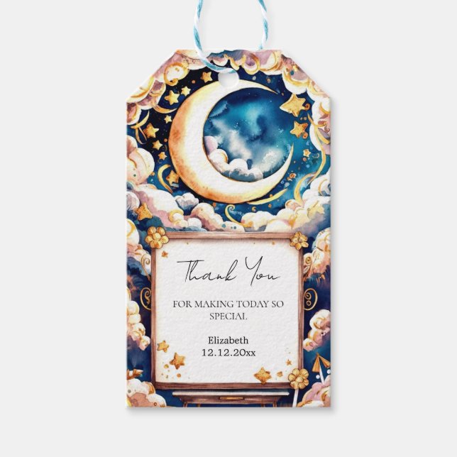 Bezauberte Moon Celestial Baby Dusche Geschenkanhänger (Vorderseite)