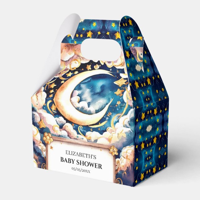 Bezauberte Moon Celestial Baby Dusche Geschenkschachtel (Vorderseite)