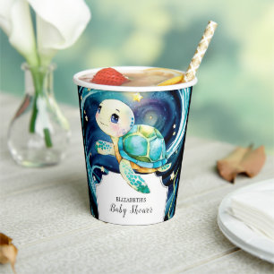 Bezauberte Niedlich Ocean Turtle Baby Dusche Pappbecher