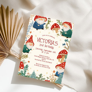 Bezauberte Pilzwälder Gnome Geburtstagsparty Einladung