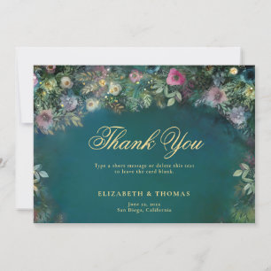 Bezauberte Rose Fairy-Woodland-Goldhochzeit Dankeskarte