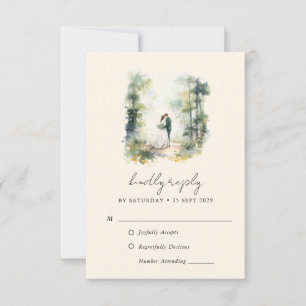 Bezauberte RSVP-Karte für den Wasserfarbenwald Boh RSVP Karte