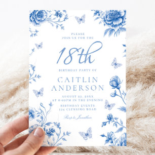 Bezauberte Schmetterlingsmädchen 18. Geburtstagspa Einladung