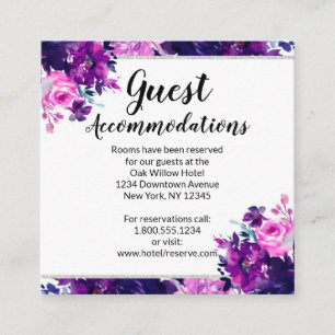 Bezauberte violet violet Gästezimmer Begleitkarte