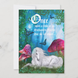 Bezauberte Wald-Einhornwald-Party Einladung