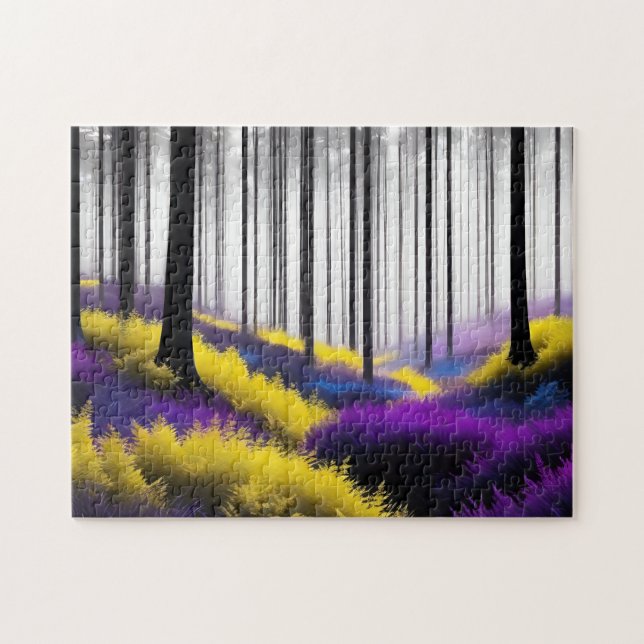 Bezauberte Wälder, Lila und gelbe Wildblumen (Horizontal)