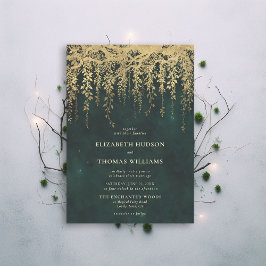 Bezauberte Waldgrün Fairy Gold Hochzeit Einladung