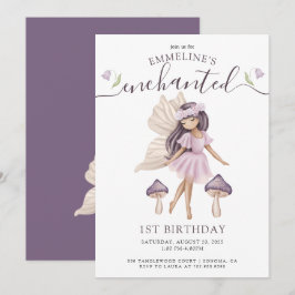 Bezauberte Wasserfarbe 1. Geburtstag Einladung