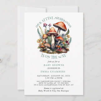 Bezauberte Whimsical Mushrooms Woodland Babydusche Einladung