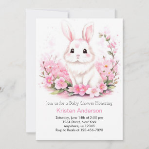 Bezauberte Woodland Bunny Pink Girl Babydusche Einladung
