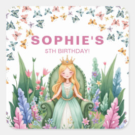 Bezauberte Woodland Fairy Princess Birthday Quadratischer Aufkleber