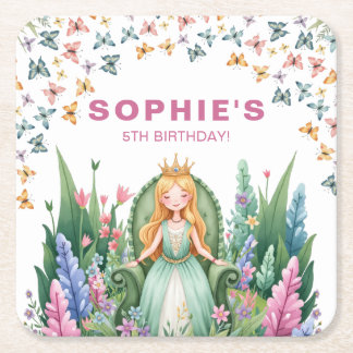 Bezauberte Woodland Fairy Princess Birthday Rechteckiger Pappuntersetzer