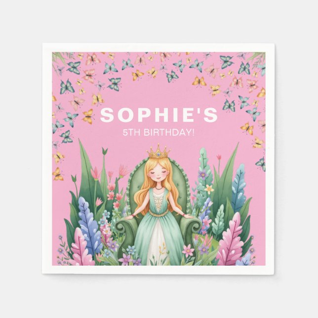 Bezauberte Woodland Fairy Princess Birthday Serviette (Vorderseite)