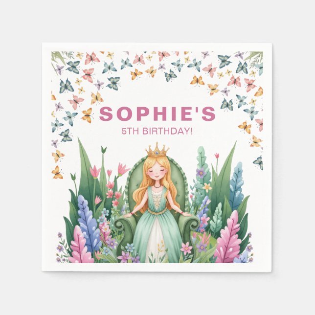 Bezauberte Woodland Fairy Princess Birthday Serviette (Vorderseite)