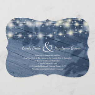 Bezauberter Abend Fairy Lights Wood Wedding Einlad Einladung