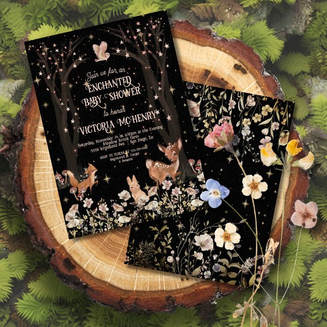 Bezauberter Abend Rustic Woodland Babydusche Einladung (Von Creator hochgeladen)