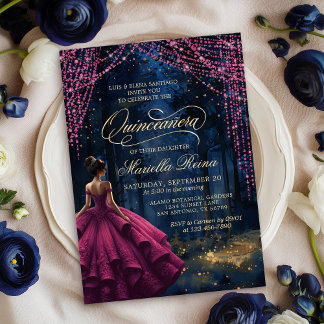 Bezauberter Burgund Quinceañera Einladung