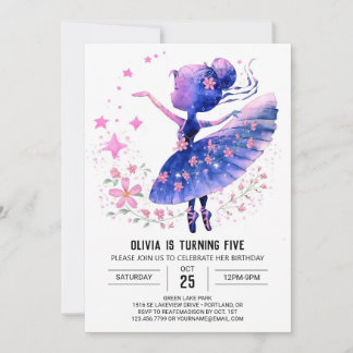 Bezauberter Custom Ballerina Geburtstag Einladung
