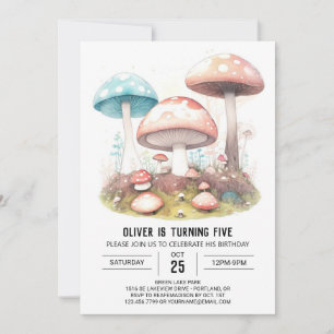Bezauberter Fungi-Wald Geburtstag Einladung