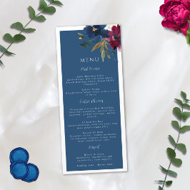 Bezauberter Garten Dusty Blue Burgundy Navy Menükarte