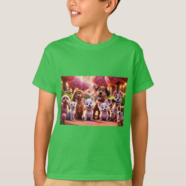 Bezauberter Garten mit Hunden T-Shirt (Vorderseite)