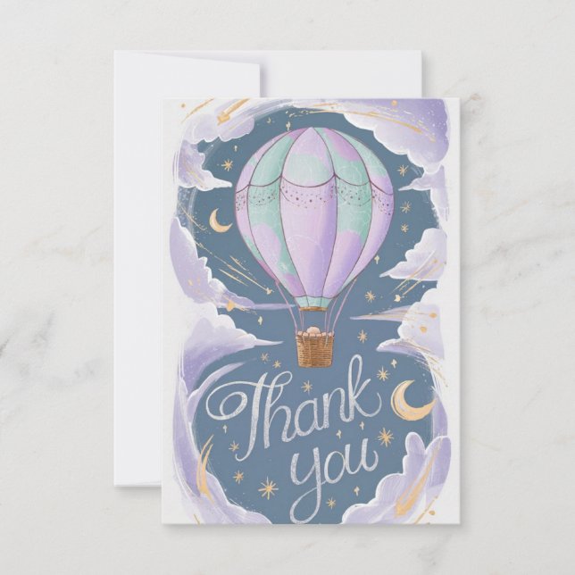 Bezauberter Himmelsballon Dankeskarte (Vorderseite)