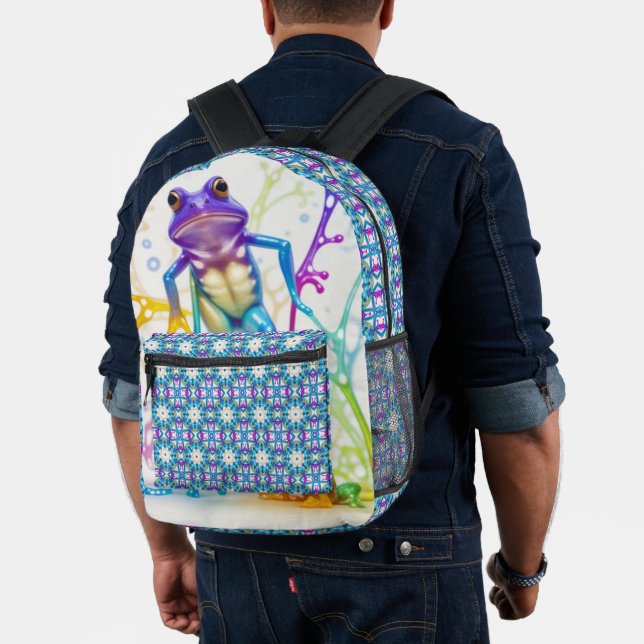 Bezauberter, lebendiger Tanzfrosch mit großem Must Bedruckter Rucksack (Insitu (Modell))