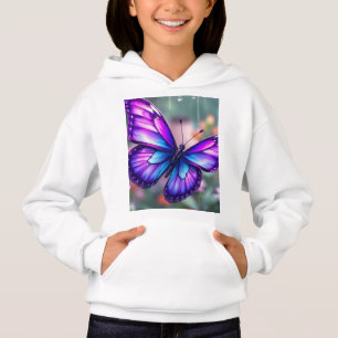 Bezauberter Lila Schmetterlingsgarten Hoodie