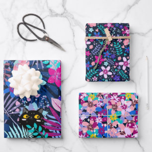 Bezauberter Mitternachtssommer Botanischer Garten Geschenkpapier Set