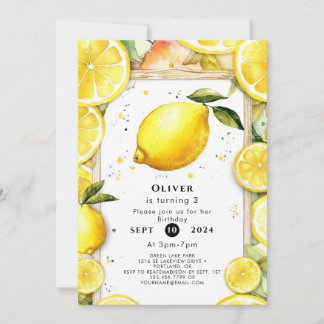 Bezauberter Niedlicher Lemon Geburtstag Einladung