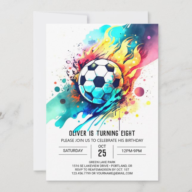 Bezauberter Online-Fußball zum Geburtstag Einladung (Vorderseite)