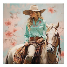 Bezauberter Reiter: Cowgirl Wall Art Poster