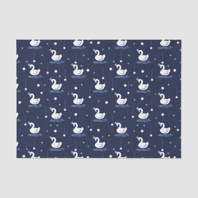 Bezauberter See - Graceful Swan Muster Design Seidenpapier (Vorderseite)