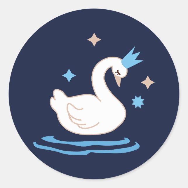 Bezauberter See - Graceful Swan Runder Aufkleber (Vorderseite)