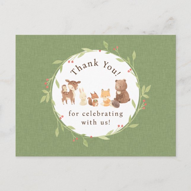 Bezauberter Wald Danke Postkarte (Vorderseite)