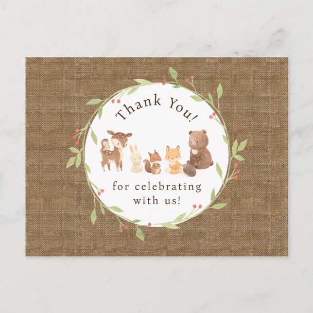 Bezauberter Wald Danke Postkarte (Vorderseite)